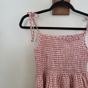 Pink and white gingham tie strap dress